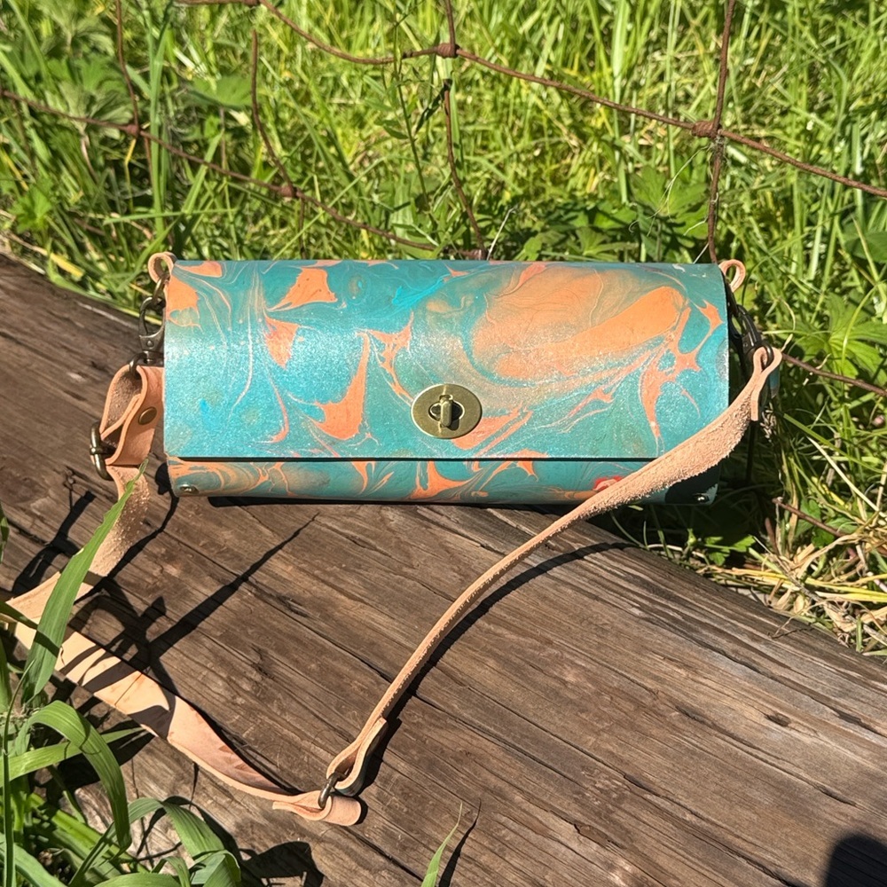 Atelier Floka Handmade Leather Wooden Bag Crossbody Clutch Boho unique western